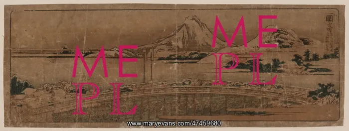 : Okazaki. Print shows a procession of warlords across a bridge after a winter : Okazaki. Print shows a procession of warlords across a bridge after a winter