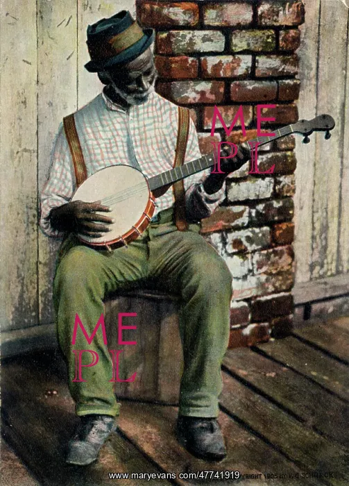  : Old Black Man playing the Banjo