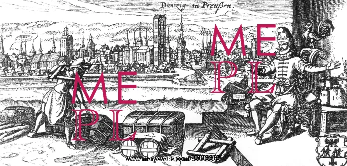 : Old city view of Gdansk, 1700 : Old city view of Gdansk, 1700