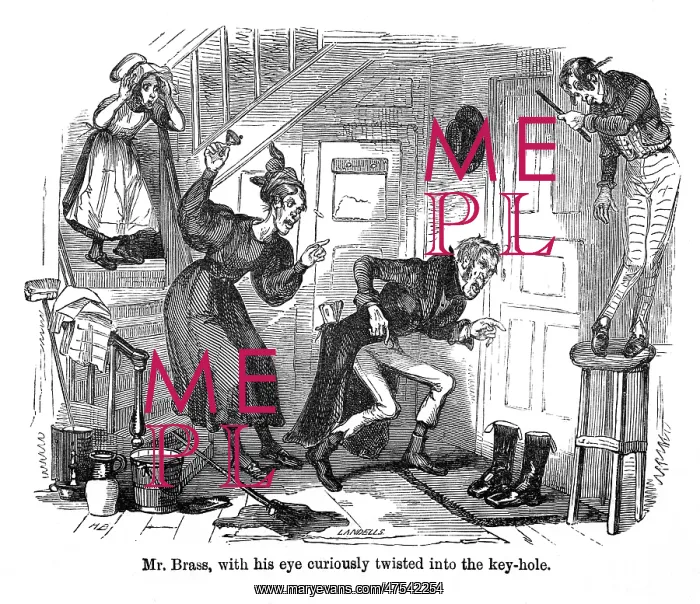: The Old Curiosity Shop, Mr Brass at the keyhole : The Old Curiosity Shop, Mr Brass at the keyhole