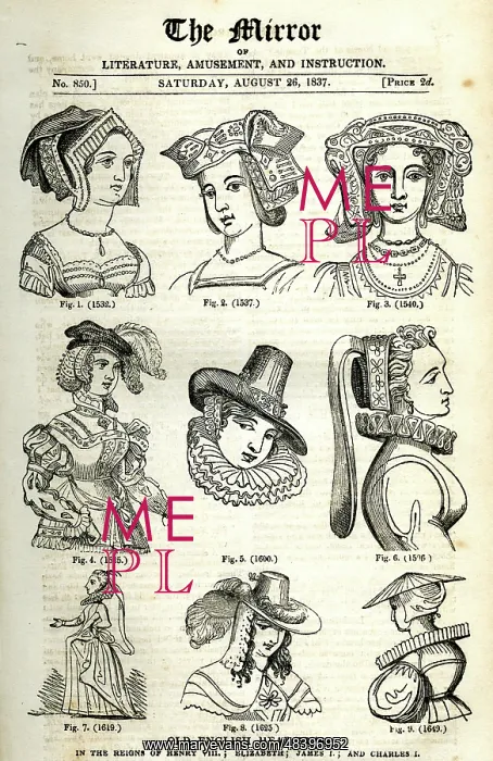 : Old English hats and headdresses : Old English hats and headdresses