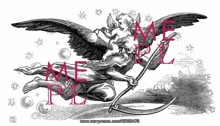 : Old Father Time with his scythe, carrying in the : Old Father Time with his scythe, carrying in the
