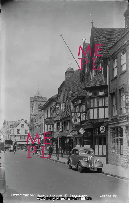 : The Old George and High Street, Salisbury : The Old George and High Street, Salisbury