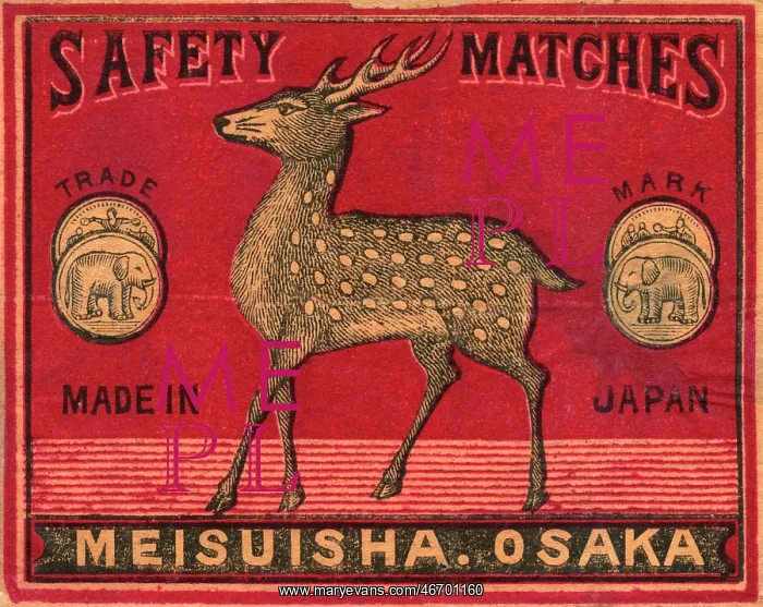  : Old Japanese Matchbox label with a deer