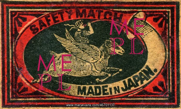  : Old Japanese Matchbox label with a winged ram