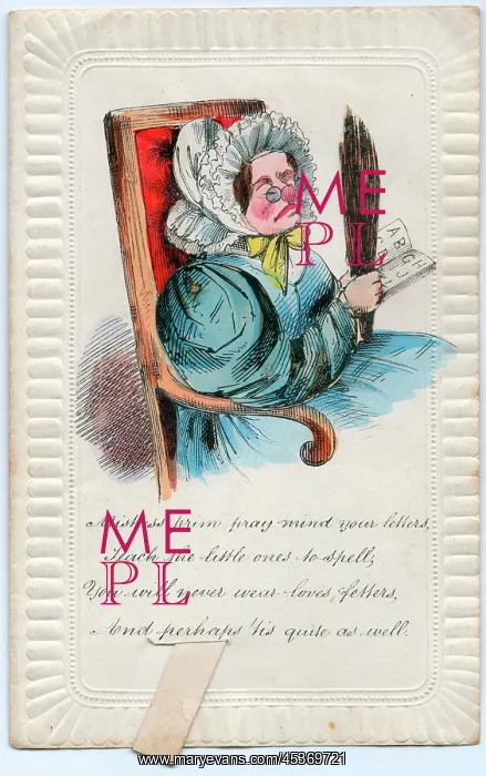  : Old maid on a comic greetings card