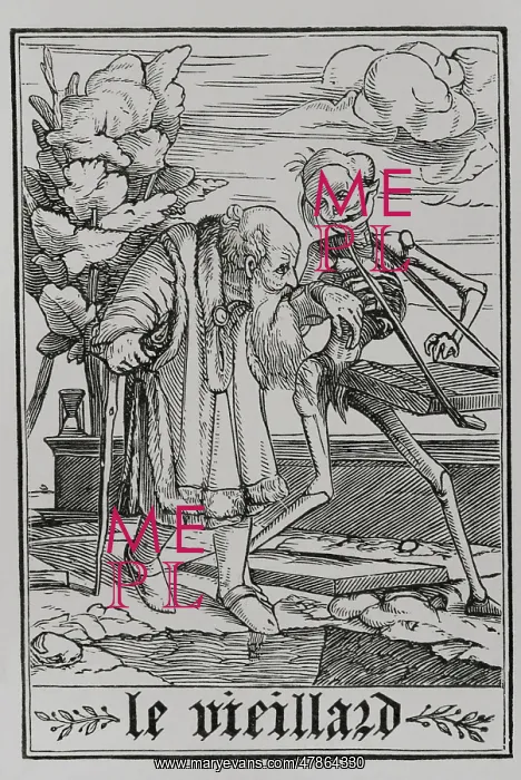 : The Old Man. Death, depicted as a skeleton playing : The Old Man. Death, depicted as a skeleton playing