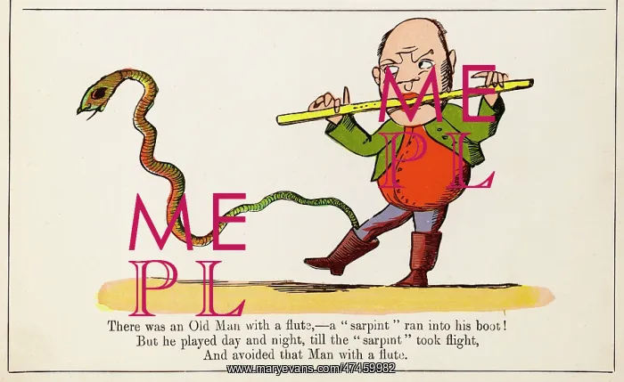 : Old Man With A Flute, Edward Lear : Old Man With A Flute, Edward Lear