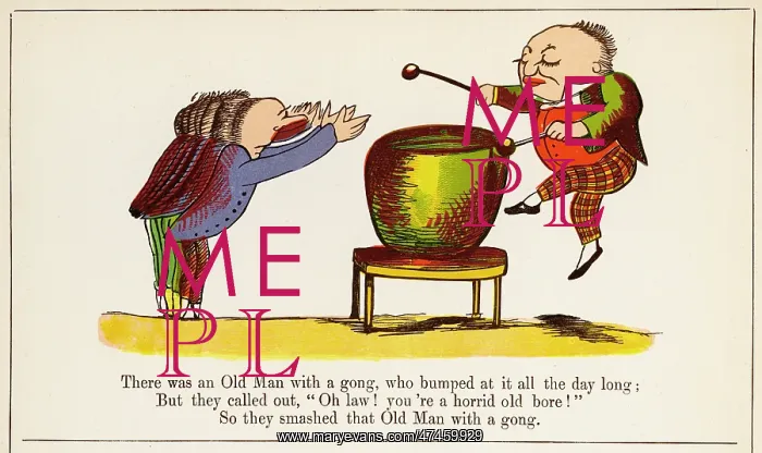 : Old Man With A Gong, Edward Lear : Old Man With A Gong, Edward Lear