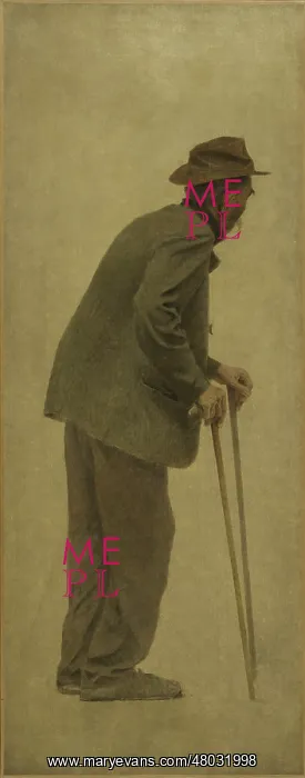 : Old man leaning on canes : Old man leaning on canes