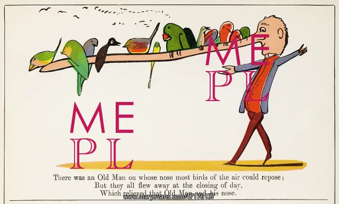 : Old Man On Whose Nose, Edward Lear : Old Man On Whose Nose, Edward Lear