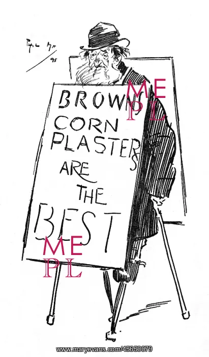 : Old Man with pair of wooden legs advertising corn plasters : Old Man with pair of wooden legs advertising corn plasters