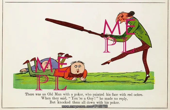 : Old Man With a Poker, Edward Lear : Old Man With a Poker, Edward Lear