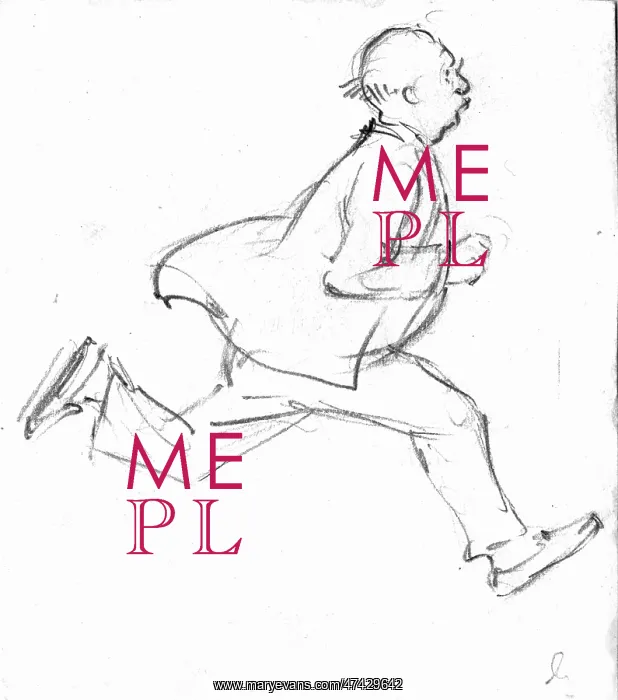 : An old man running in mid-stride : An old man running in mid-stride