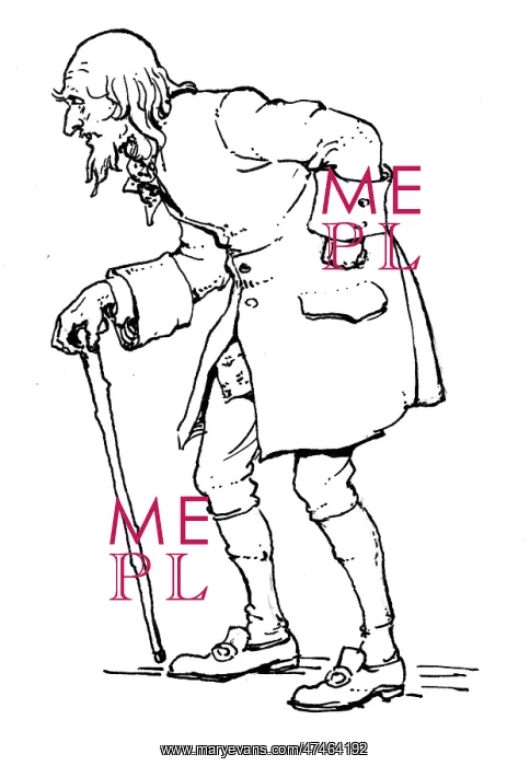: An old man with a walking stick : An old man with a walking stick