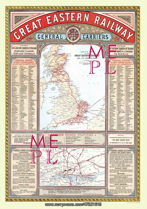 : Old Map of the Great Eastern Railway : Old Map of the Great Eastern Railway