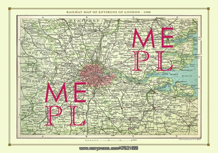 : Old Map of the Railways of the Environs of London : Old Map of the Railways of the Environs of London