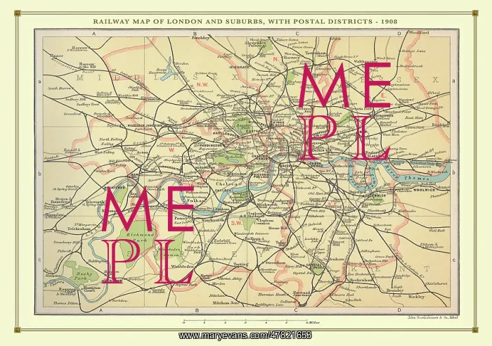 : Old Map of the Railways of London and Suburbs : Old Map of the Railways of London and Suburbs