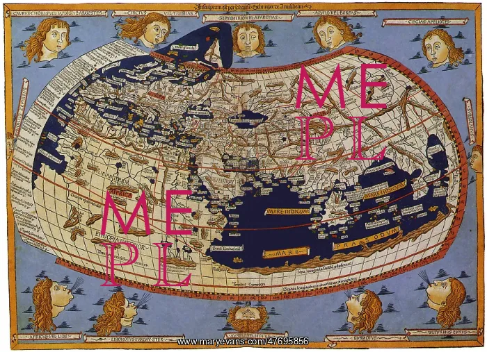 : Old Map of the World Ptolemaic World, 1482 : Old Map of the World Ptolemaic World, 1482