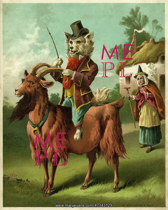 : Old Mother Hubbard: riding a goat : Old Mother Hubbard: riding a goat