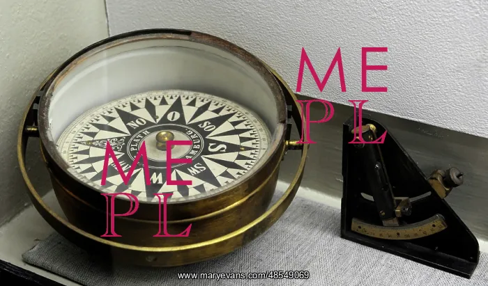  : Old navigational instruments. Compass and sextant. 19th-20th