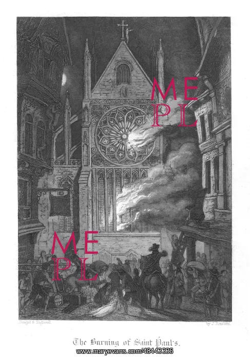 : Old Saint Paul's burning during the Fire of London : Old Saint Paul's burning during the Fire of London