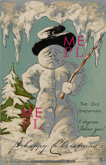 : An old snowman says Happy Christmas : An old snowman says Happy Christmas
