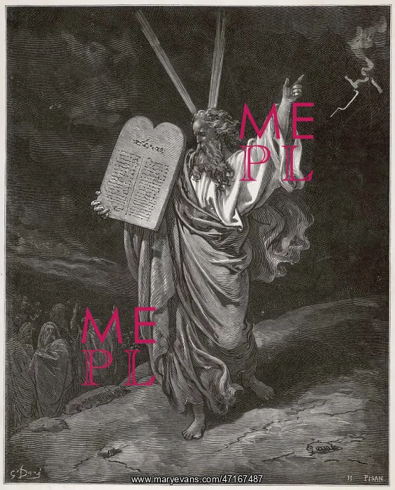 : Old testament Bible scene: Moses and the ten commandments : Old testament Bible scene: Moses and the ten commandments