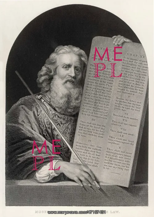 : Old testament Bible scene: Moses and the ten commandments : Old testament Bible scene: Moses and the ten commandments