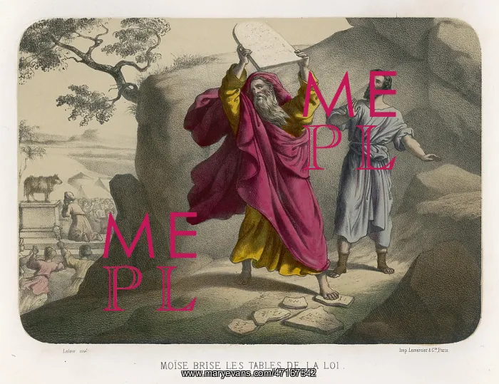 : Old testament Bible scene: Moses and the ten commandments : Old testament Bible scene: Moses and the ten commandments