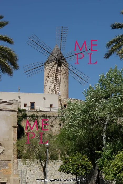 : Old windmill at Palma, Mallorca, Spain : Old windmill at Palma, Mallorca, Spain