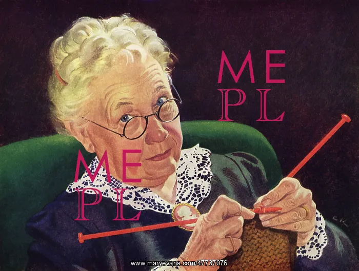 : Old Woman Knits in Chair : Old Woman Knits in Chair