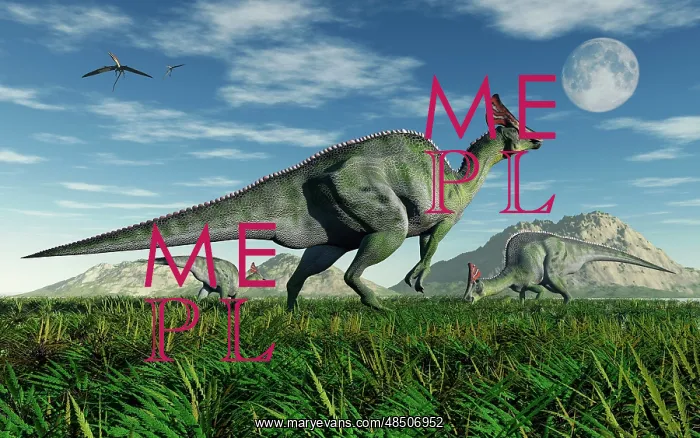 : Olorotitan duckbill dinosaurs grazing : Olorotitan duckbill dinosaurs grazing