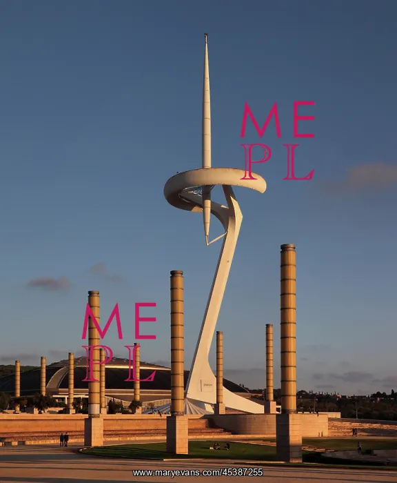 : Olympic Ring and Montjuic Telecommunications Tower : Olympic Ring and Montjuic Telecommunications Tower