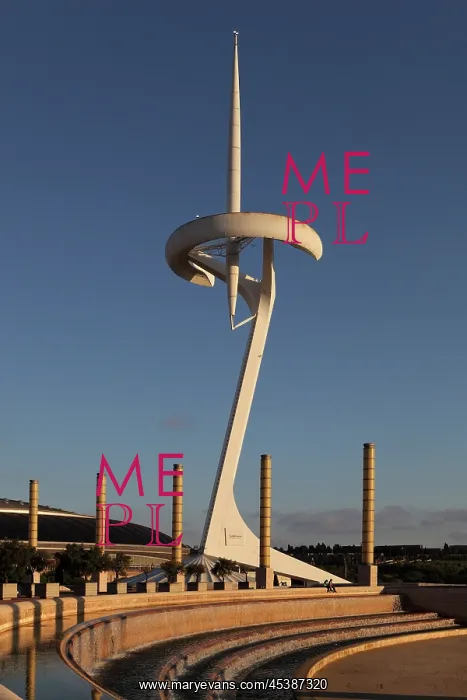 : Olympic Ring and Montjuic Telecommunications Tower : Olympic Ring and Montjuic Telecommunications Tower