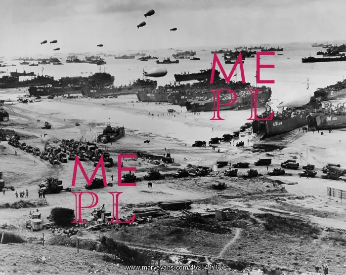  : Omaha Beach after D-Day. Protected by barrage