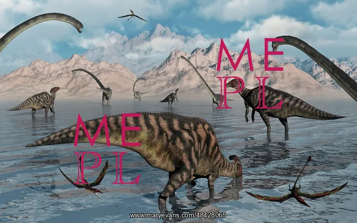 : Omeisaurus and Parasaurolphus dinosaurs gather together : Omeisaurus and Parasaurolphus dinosaurs gather together