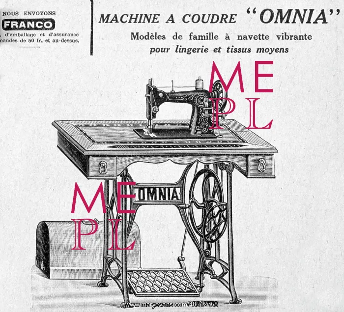  : Omnia sewing machine; advert, France 1890