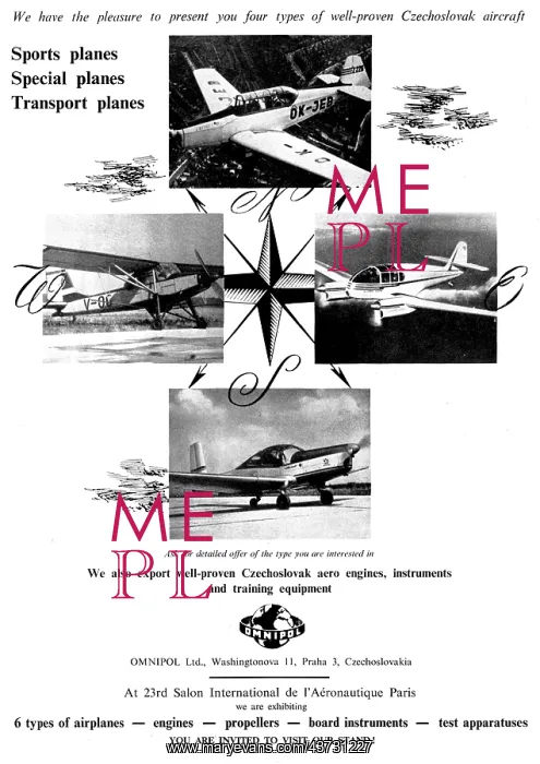 : Omnipol Aircraft Export Range 1959 : Omnipol Aircraft Export Range 1959