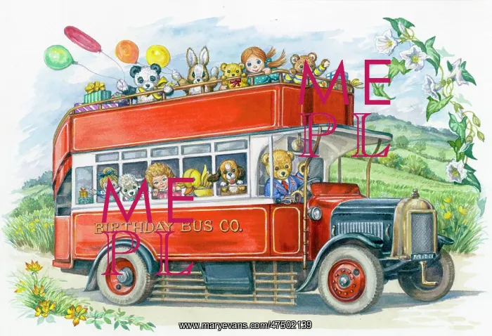 : Open top bus with teddies and toys : Open top bus with teddies and toys