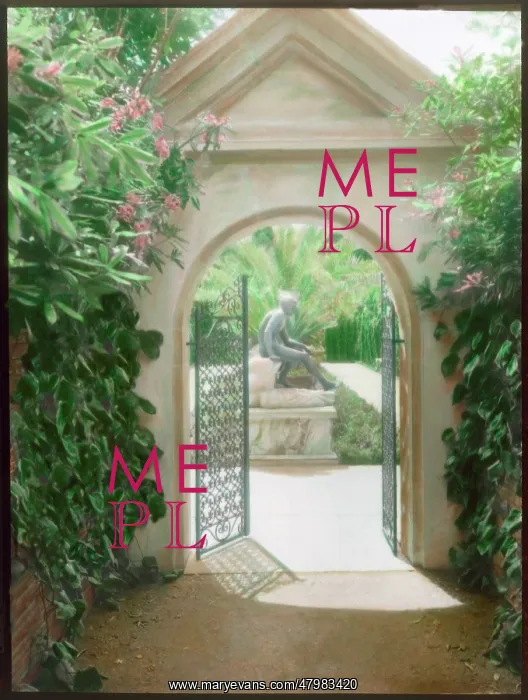 : Open gateway into an Italian garden : Open gateway into an Italian garden