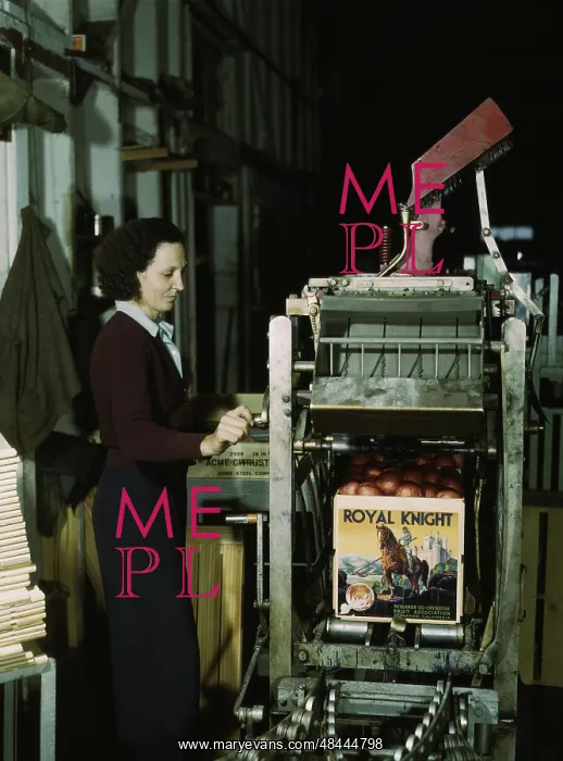 : Operating a machine for putting tops on crates : Operating a machine for putting tops on crates