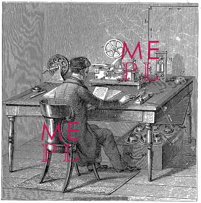 : Operator sending a message on a Morse electric : Operator sending a message on a Morse electric
