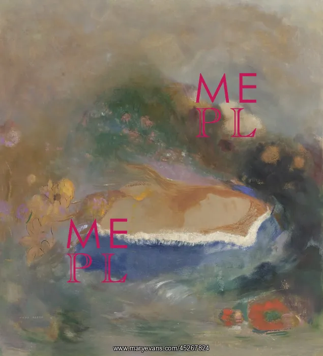 : Ophelia, the Blue Cloak on the Waters, by Odilon Redon : Ophelia, the Blue Cloak on the Waters, by Odilon Redon
