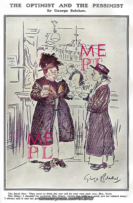 : The Optimist & the Pessimist by George Belcher, WW1 : The Optimist & the Pessimist by George Belcher, WW1