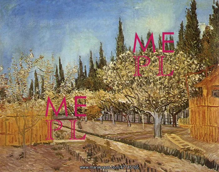 : Orchard in Blossom, Bordered by Cypresses, by Van Gogh : Orchard in Blossom, Bordered by Cypresses, by Van Gogh