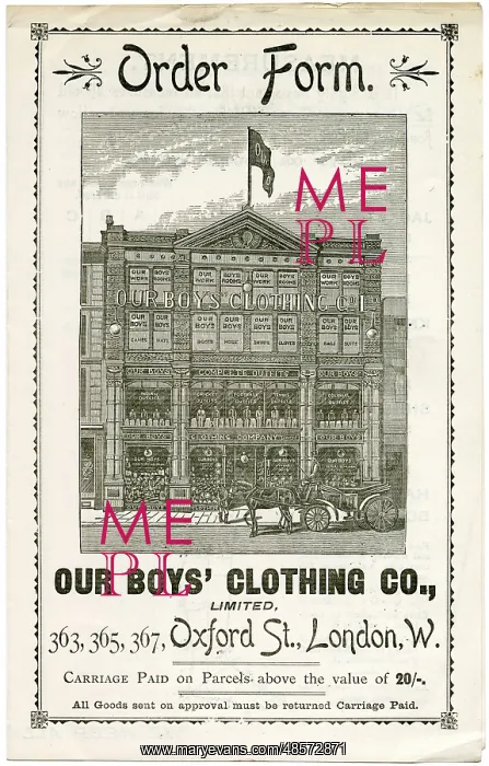 : Order form for Our Boys Clothing Company : Order form for Our Boys Clothing Company
