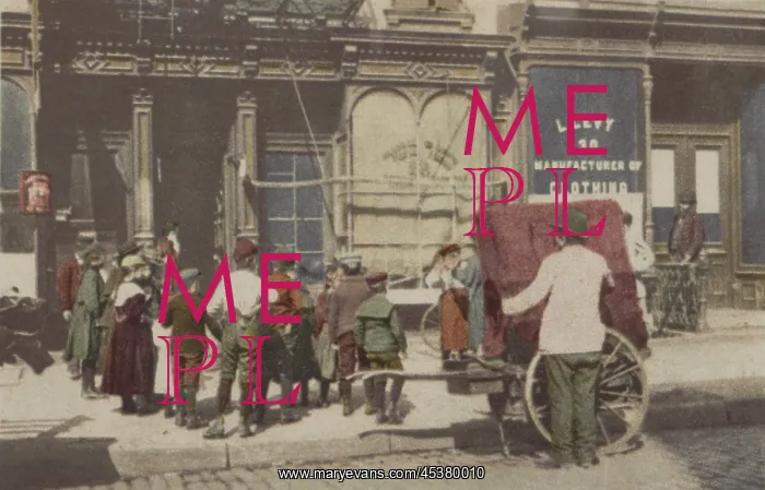 : An organ grinder in the Italian quarter of : An organ grinder in the Italian quarter of