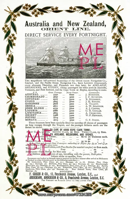  : ORIENT LINE TIMETABLE