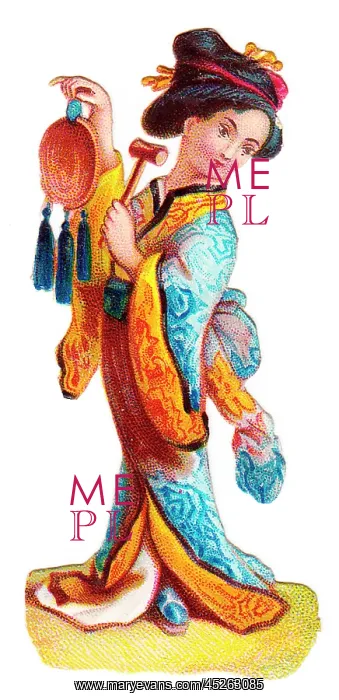 : Oriental woman on a Victorian scrap : Oriental woman on a Victorian scrap